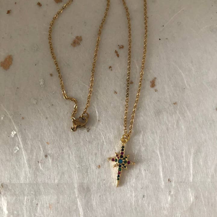 Roshni Desai & Things - Wholesale Halskettinghanger - Gouden zirkonia ketting 18" gerhodineerd CZ North Sta2