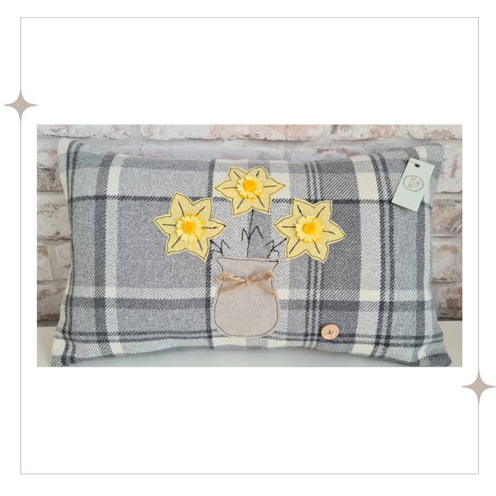 Rectangle Cushion with Daffodil Vase for wholesale by Sweet Williams