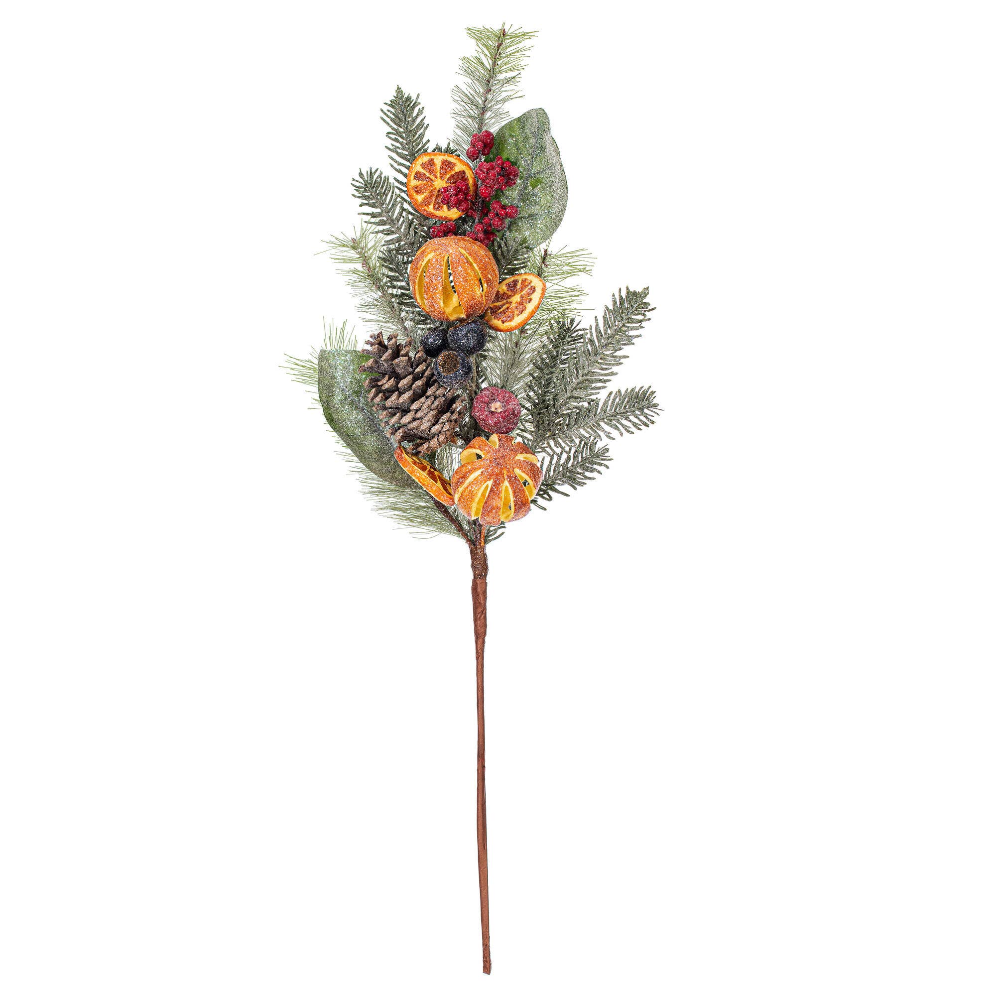 Vickerman 28" Green Mixed Pine Orange/Berry Spray for wholesale on Faire0