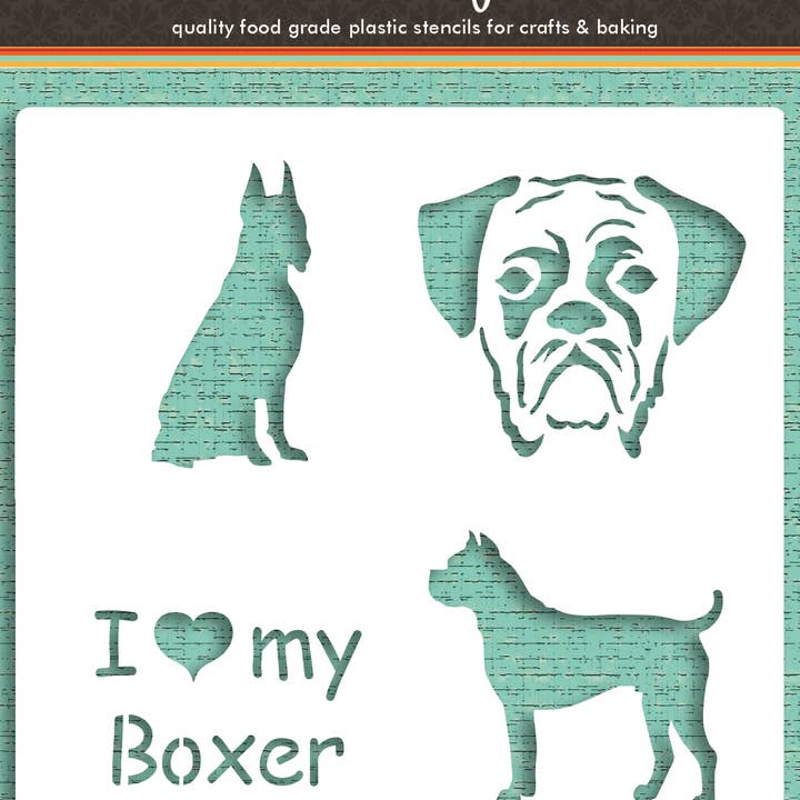 Designer Stencils - Wholesale Stencil/Craft Die - I Love my Boxer Cookie and Craft Stencil