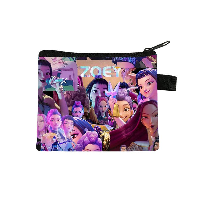 Auraquise - Vente Porte-monnaie – enfant - Porte-monnaie Mini Imprimé Anime Chasseurs de Démons K-Pop Porte-clés & Cartes Portable Petit Portefeuille Mignon1