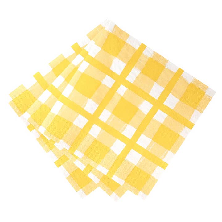 Talking Tables UK – wholesale Disposable napkin – Bon Appetit Yellow & White Check Napkins - 20 Pack