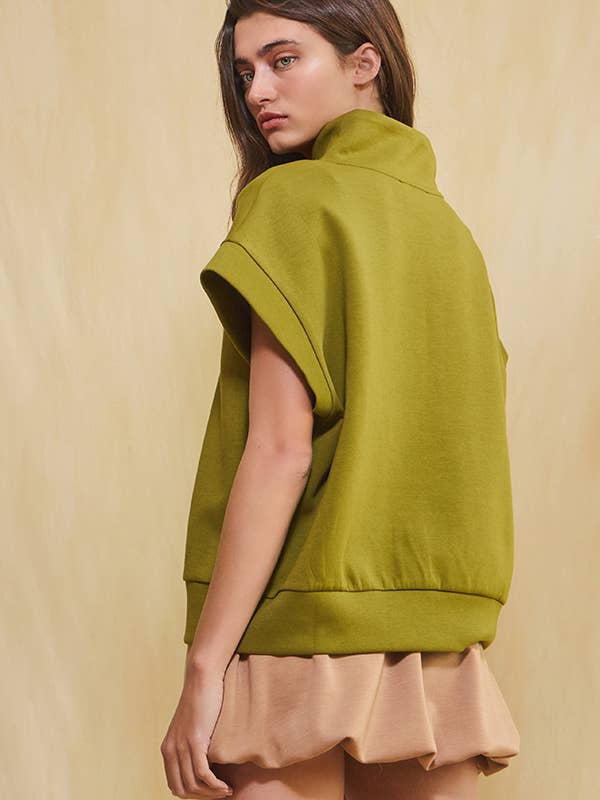 BUCKETLIST INC - Wholesale Sweatshirt - Women's - IT2154-1 Short Sleeve Half Zip-Up Scuba Sweatshirts8