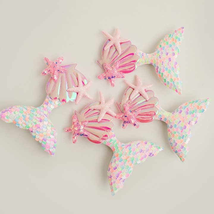 Sequin Hair Clip - Pink Mermaid Tail for wholesale by Cheeky Plum
