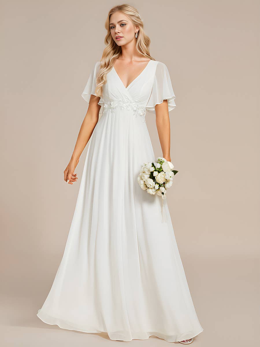 Ever-Pretty - Vente Robe de soirée – femme - Robe de demoiselle d'honneur plissée avec appliques et col en V20