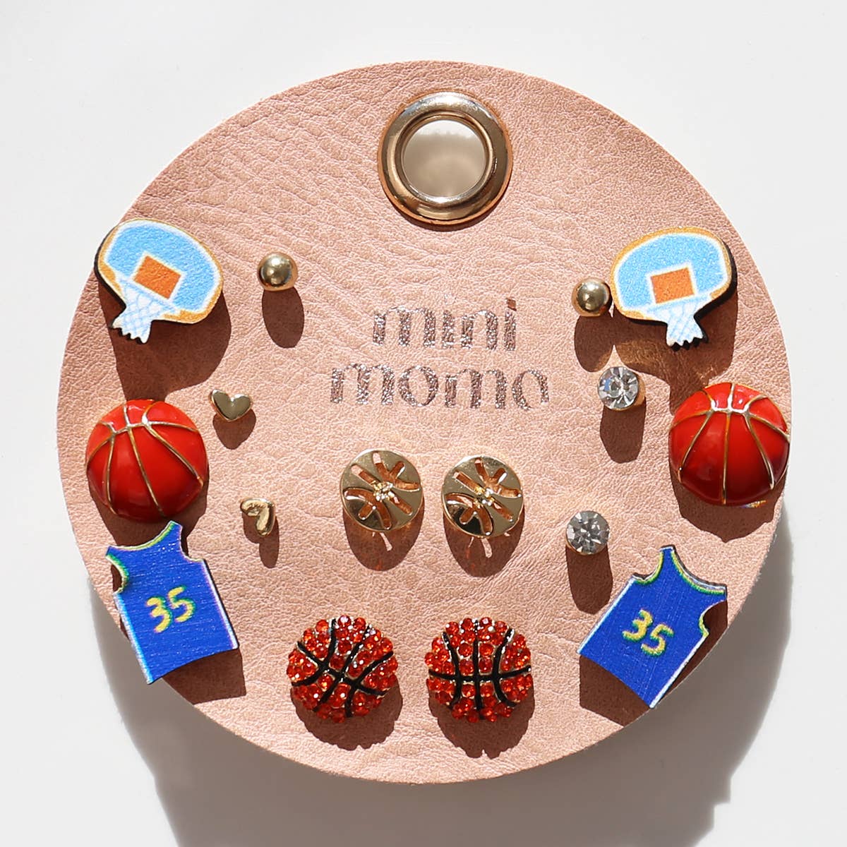 Loven x Mini Momo - Vendita all'ingrosso Orecchini a bottone - Set assortito di orecchini sportivi a bottone, confezione multipla, per pallacanestro3