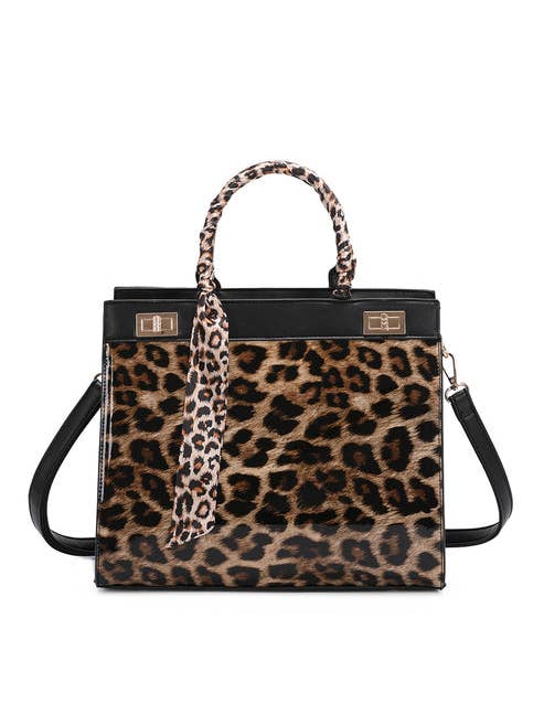 Sac cabas en cuir verni imprimé animal épaule pour la vente par Ellas Trading