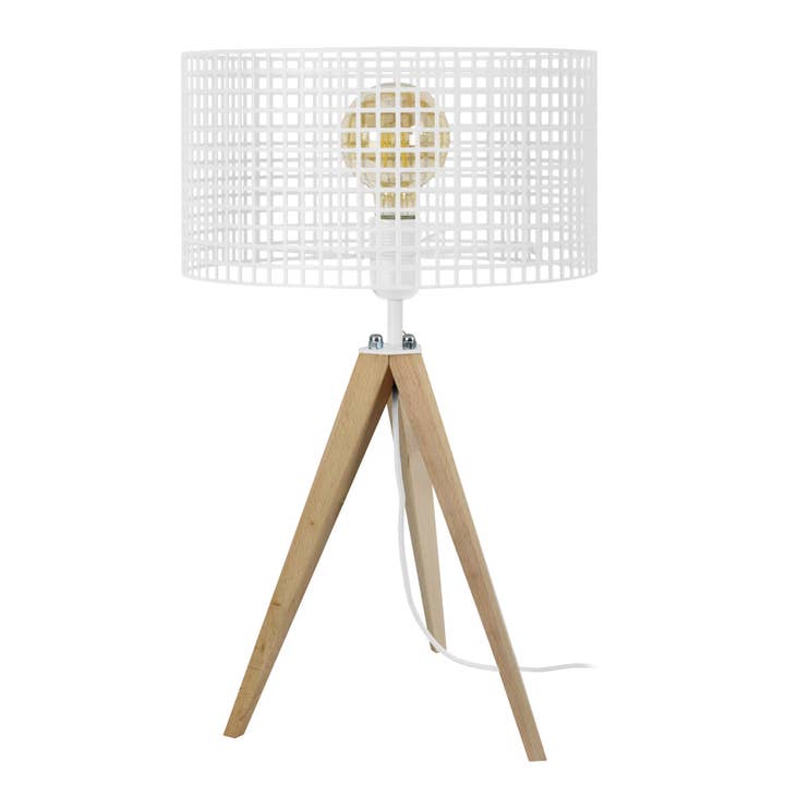 LISERON - Naturlig og hvid træ stativ sengelampe for engroshandel hos Tosel Shop