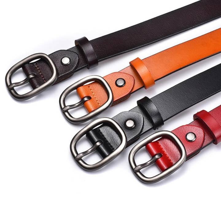 Genuine Leather Fashion Silver Buckle Simple Retro Decorative Belt for wholesale by Sheer Trend