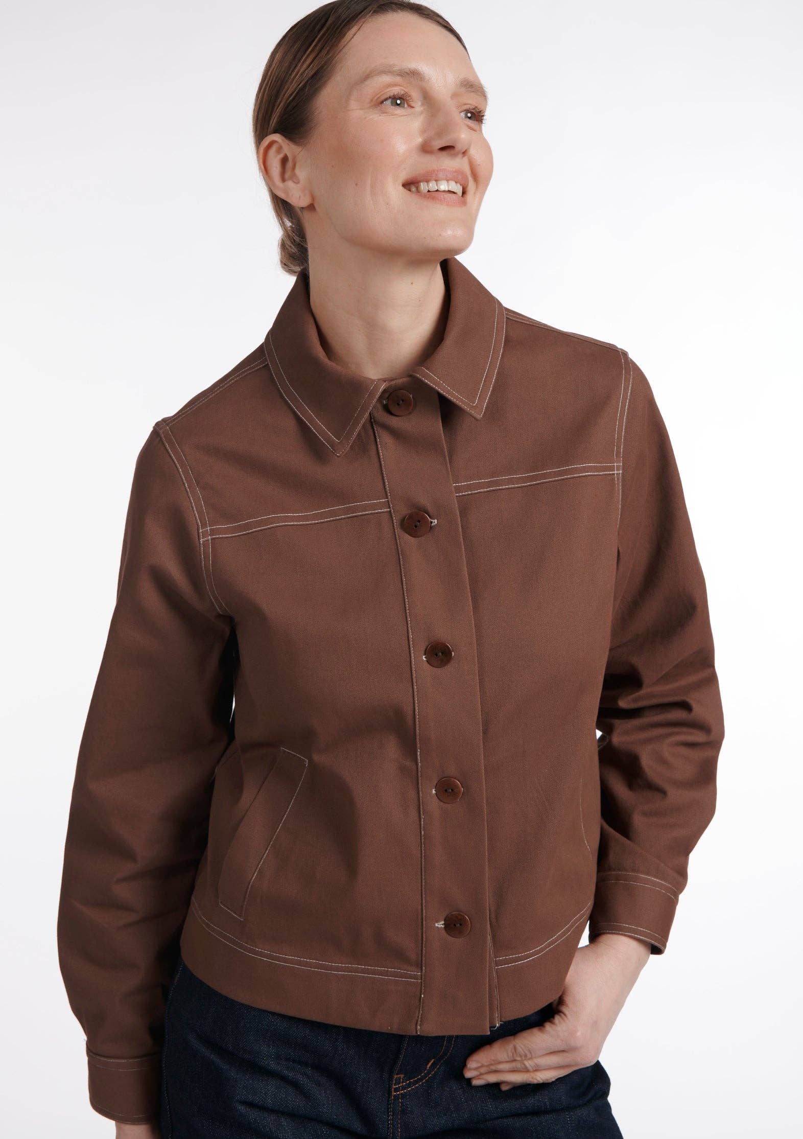 MADE IN SENS - Wholesale Jacket - Women's - VAIANA PLAIN CHOCOLATE JACKET1