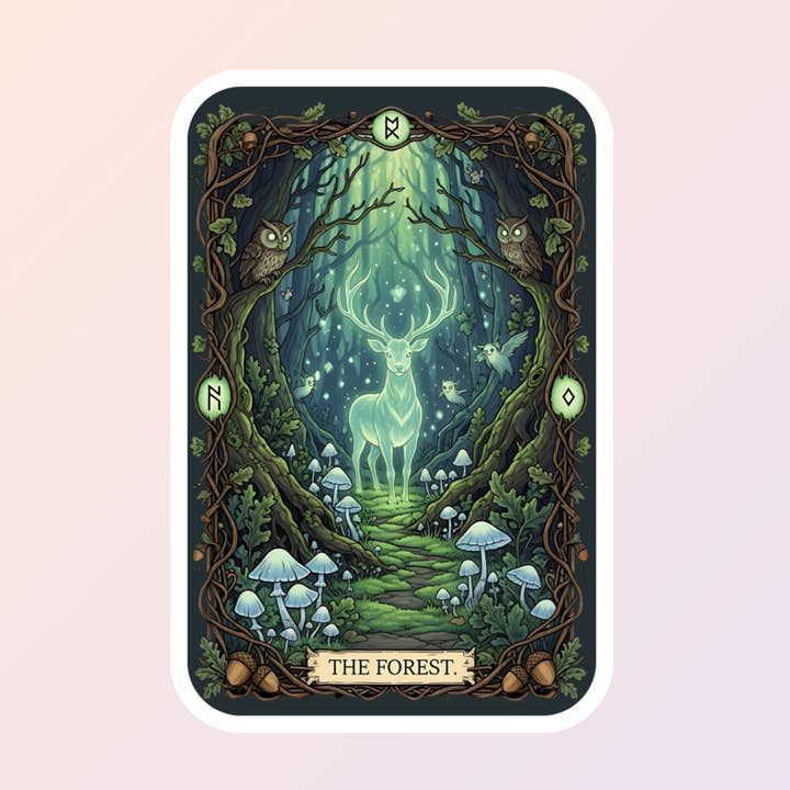 The Forest Tarot Card Stickers, Fantasy Stickers for wholesale by Sorry Not Sorry Co