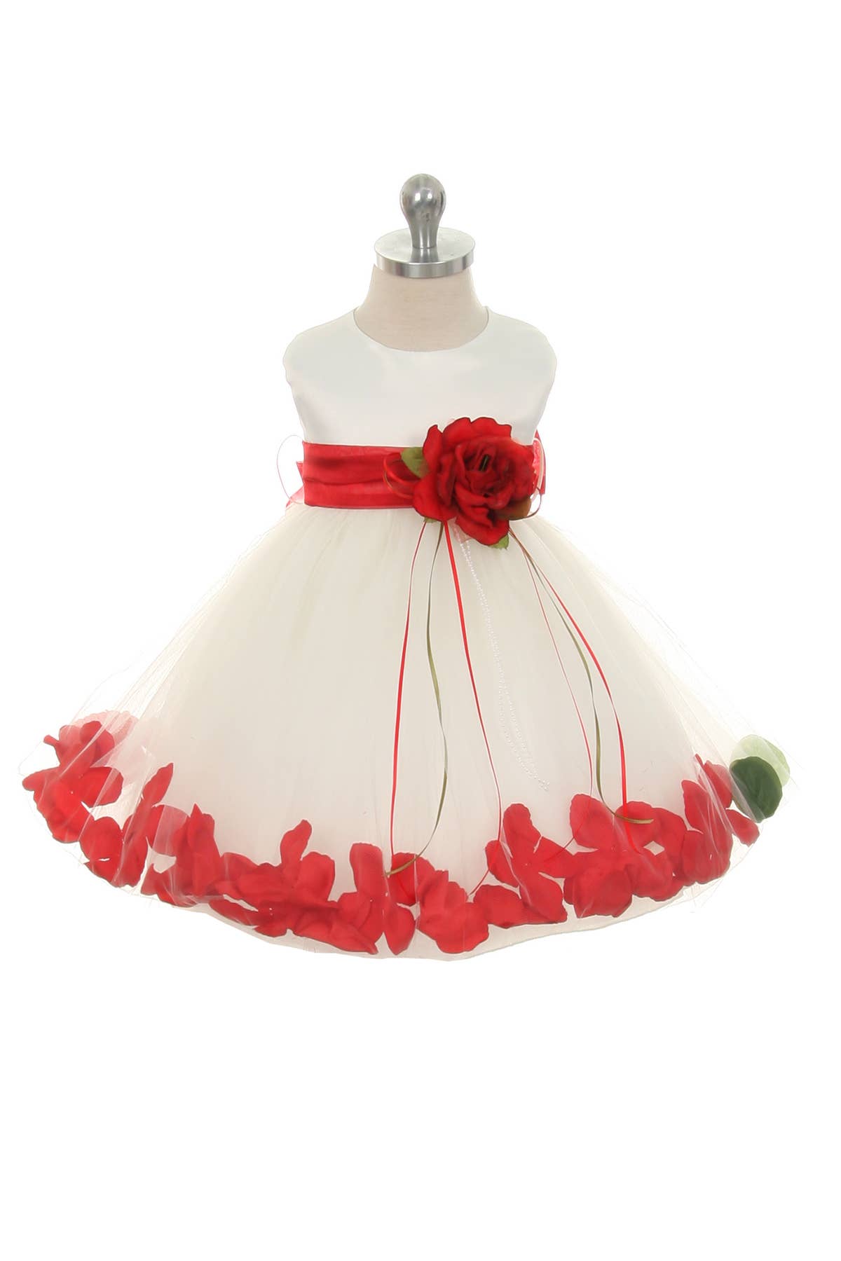 Kid's Dream - Wholesale Dress - Baby - Satin Flower Petal Baby Dress with Organza Sash9