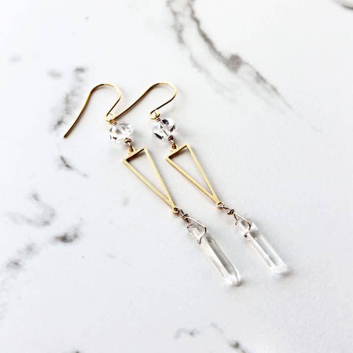 Laura Stark Designs - Wholesale Dangle earrings - Long Crystal Triangle Earrings | Boho Earrings2