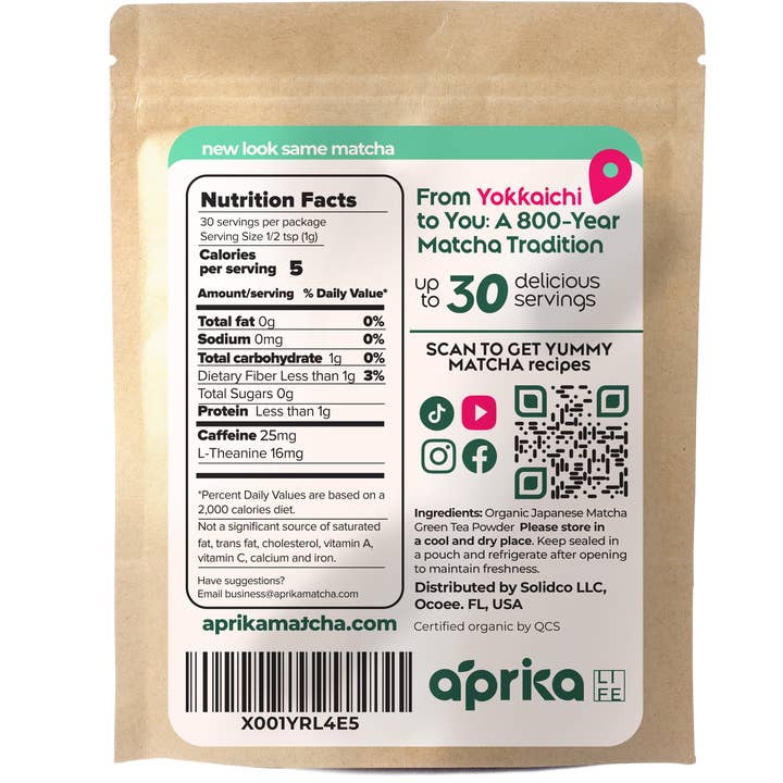 Aprikalife - Wholesale Health/Detox Tea - Japanese Matcha Green Tea Powder, Culinary Grade 30g/1.05oz