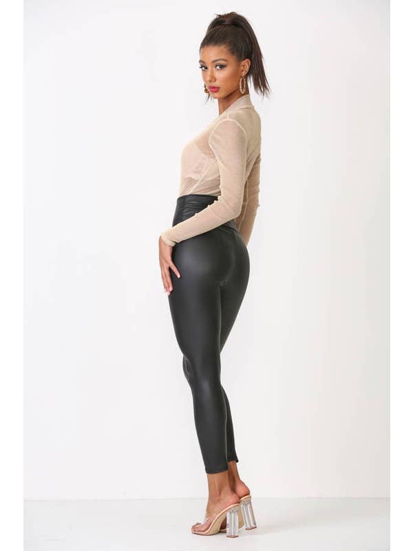 Black Pearl Clothing - Wholesale Leggings - Dames - Legging van kunstleer met hoge taille3