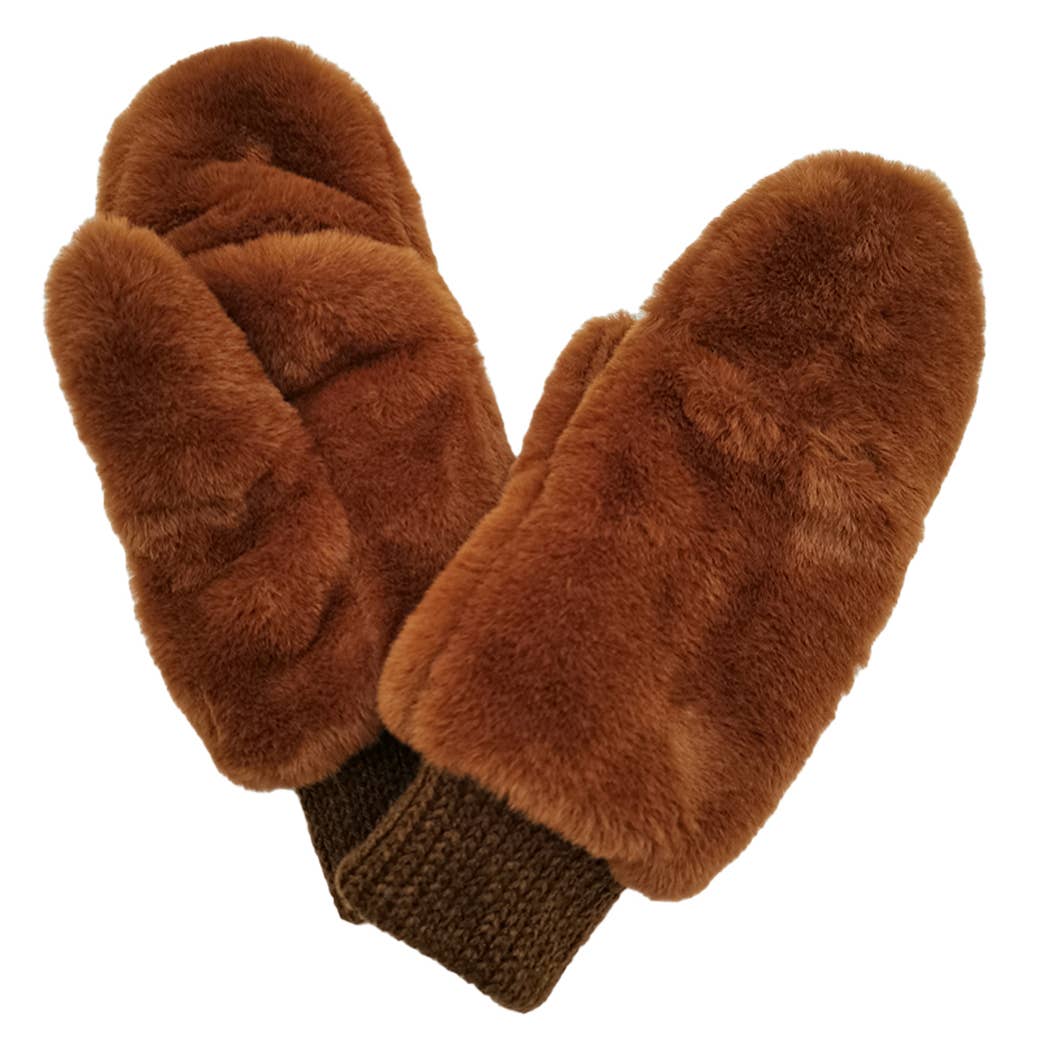 Fashion City - Wholesale Mittens - Women's - Solid Faux Fur Mittens0