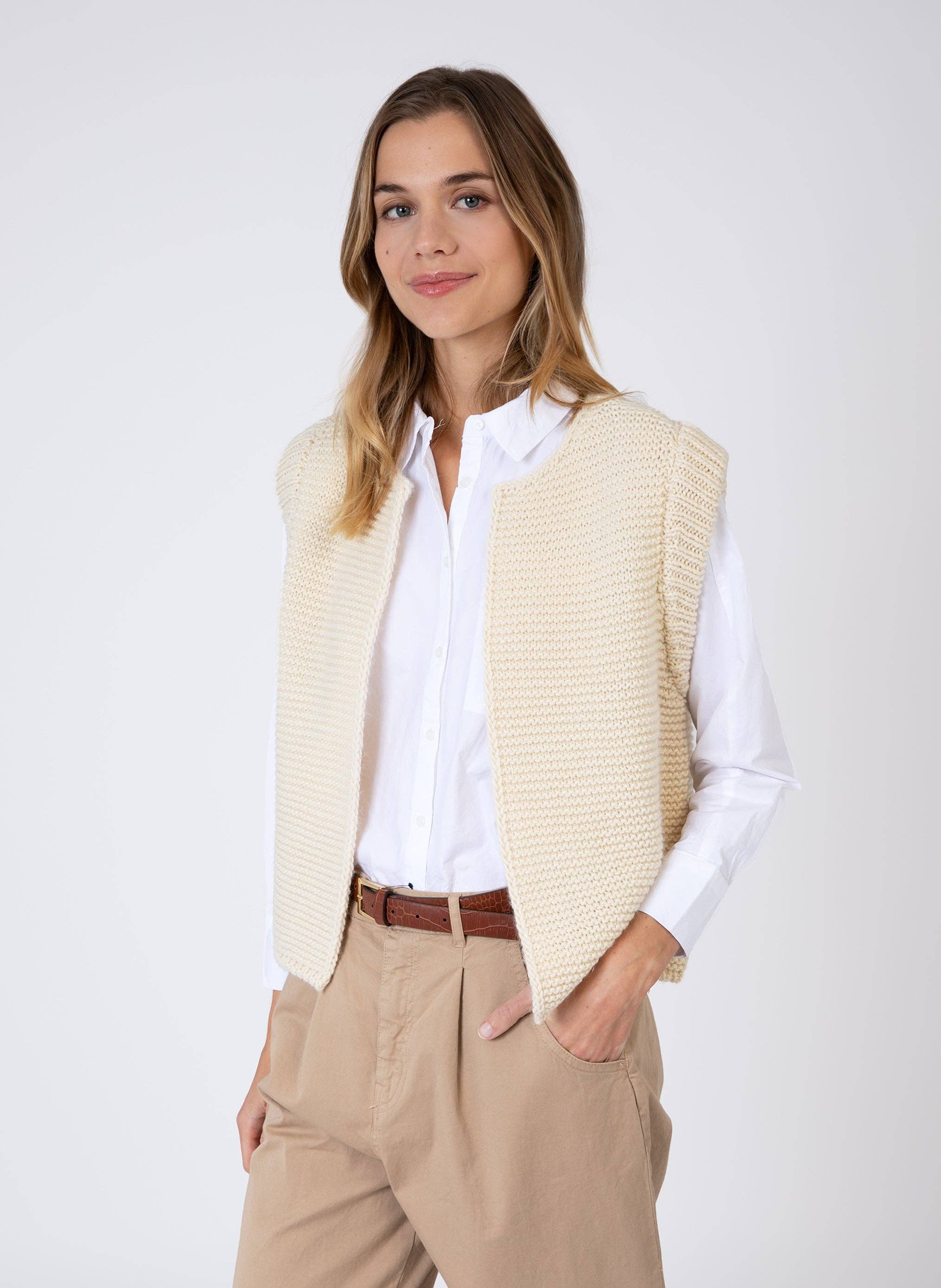 An'ge - Vente Cardigan – femme - CARDIGAN SANS MANCHE LEGRINGOU vanille3