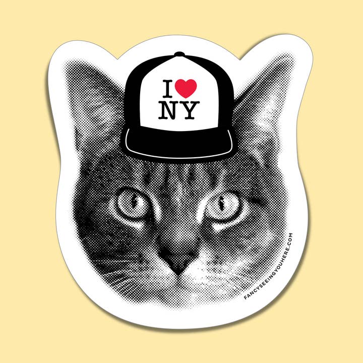 NY Cat Sticker for wholesale by Fancy Seeing You Here