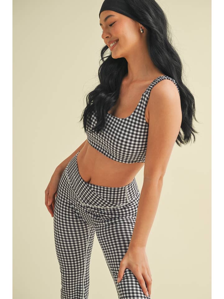 KIMBERLY C - Wholesale Sports Bra - Women's - Gingham Print Ruched Bra Top42