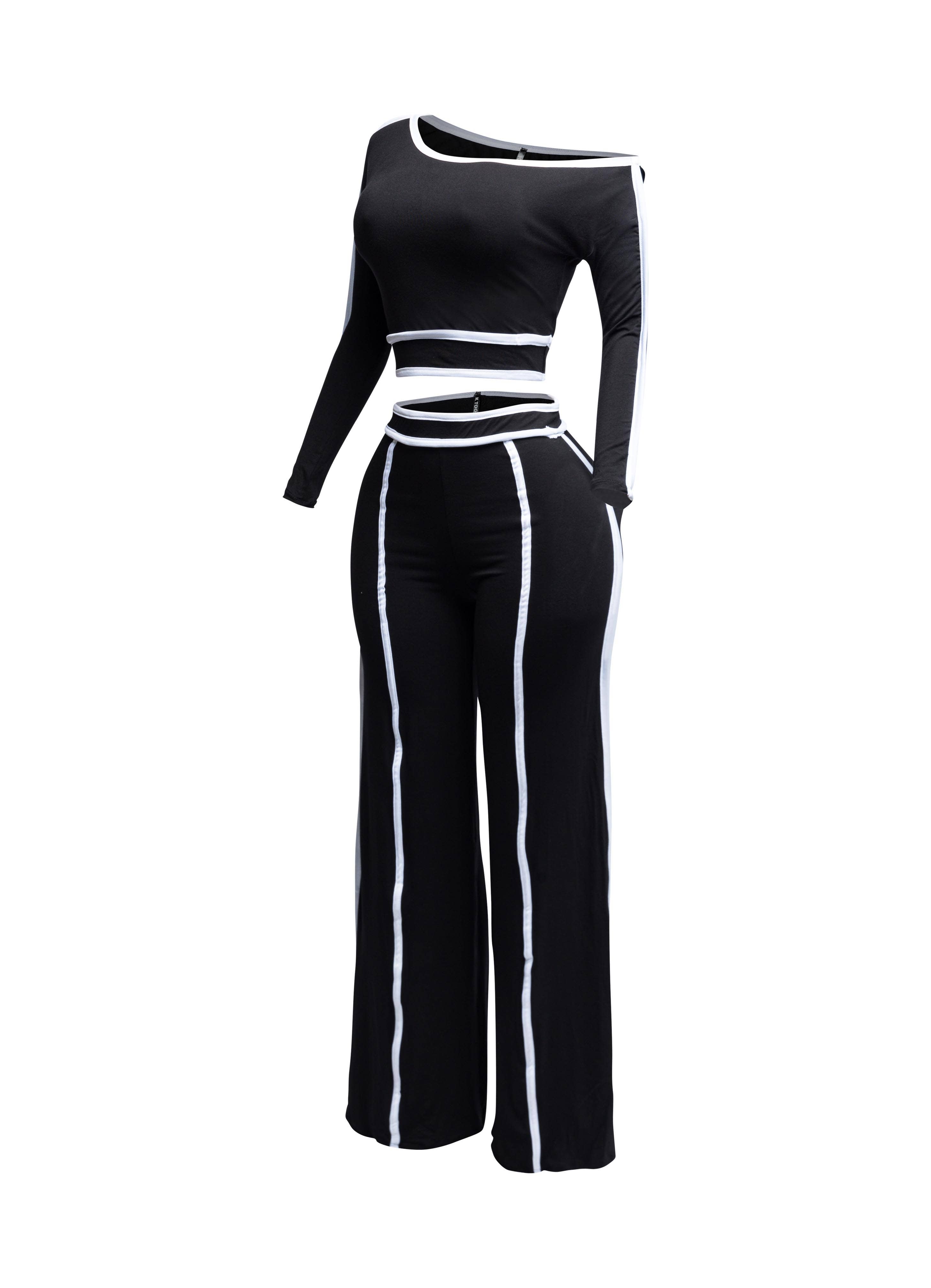 K Too - Wholesale Top & Pant Set (NOT Loungewear) - Women's - off shoulder long sleeve top with wide leg pants5
