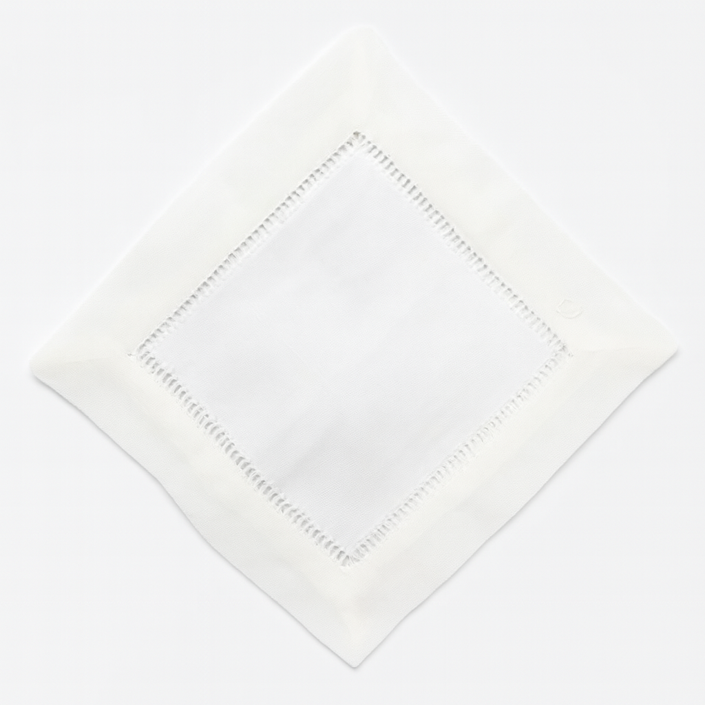 Fennco Styles - Wholesale Dinner & cloth napkin - White Classic Hemstitch Linen Blend 6-Inch Napkin Coaster1