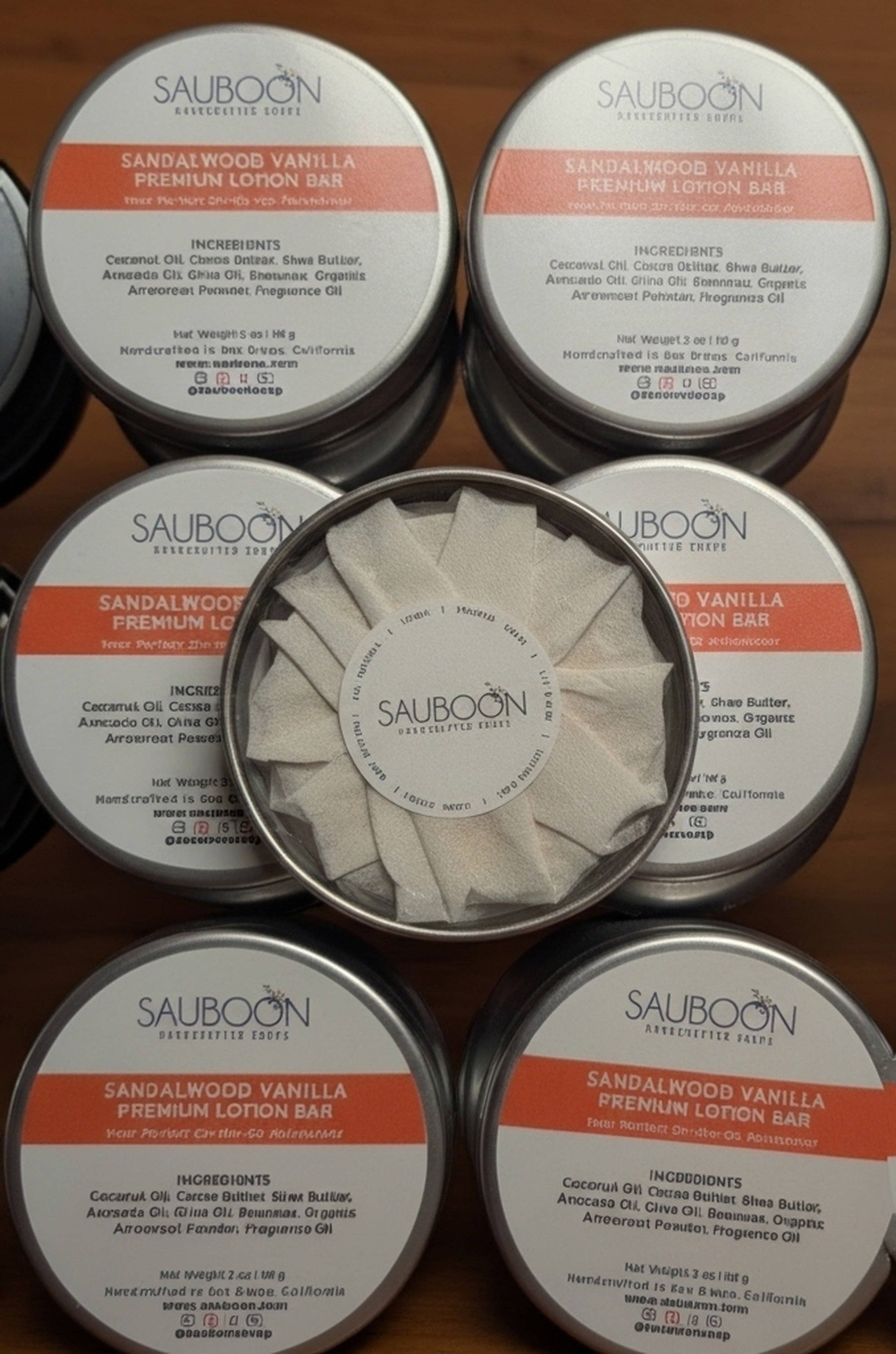 SAUBOON Handcrafted Soaps - Wholesale Solid Lotion - SANDALWOOD VANILLA LOTION BAR2