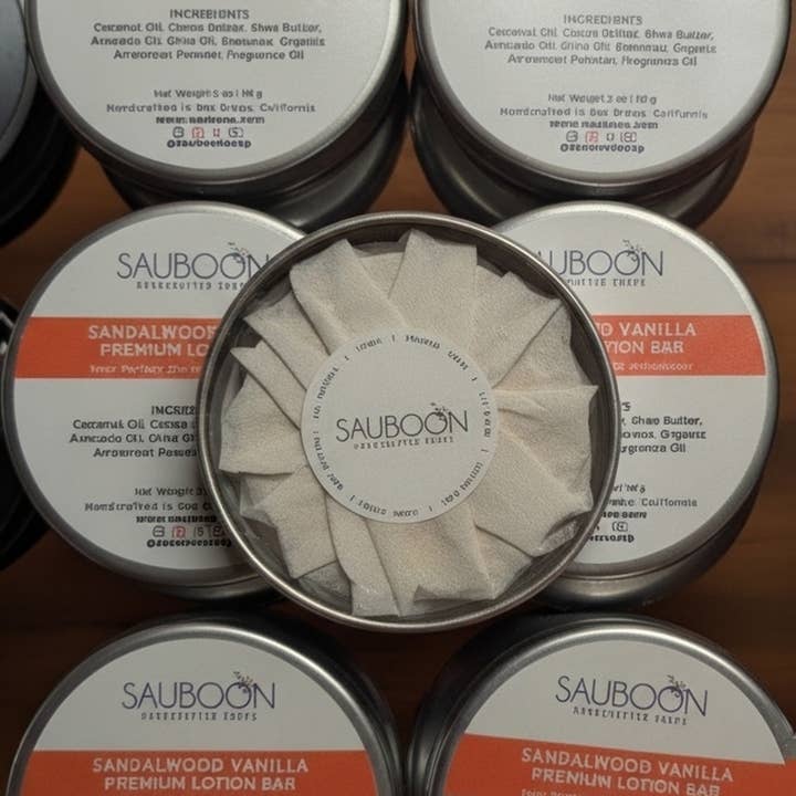 SAUBOON Handcrafted Soaps - Wholesale Solid Lotion - SANDALWOOD VANILLA LOTION BAR2