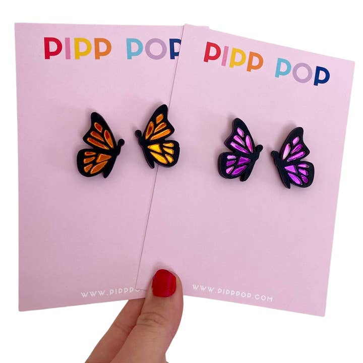 Butterfly Studs - 4 Colours Available for wholesale by Pipp Pop