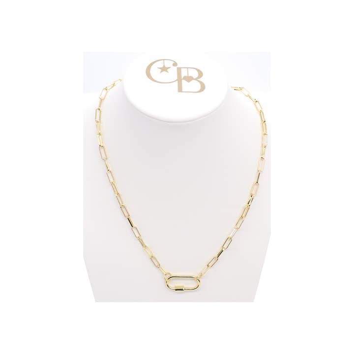 The Charm Bar Company - Wholesale Link & Chain Necklace - Gold Ashley Necklace with Piper Carabiner