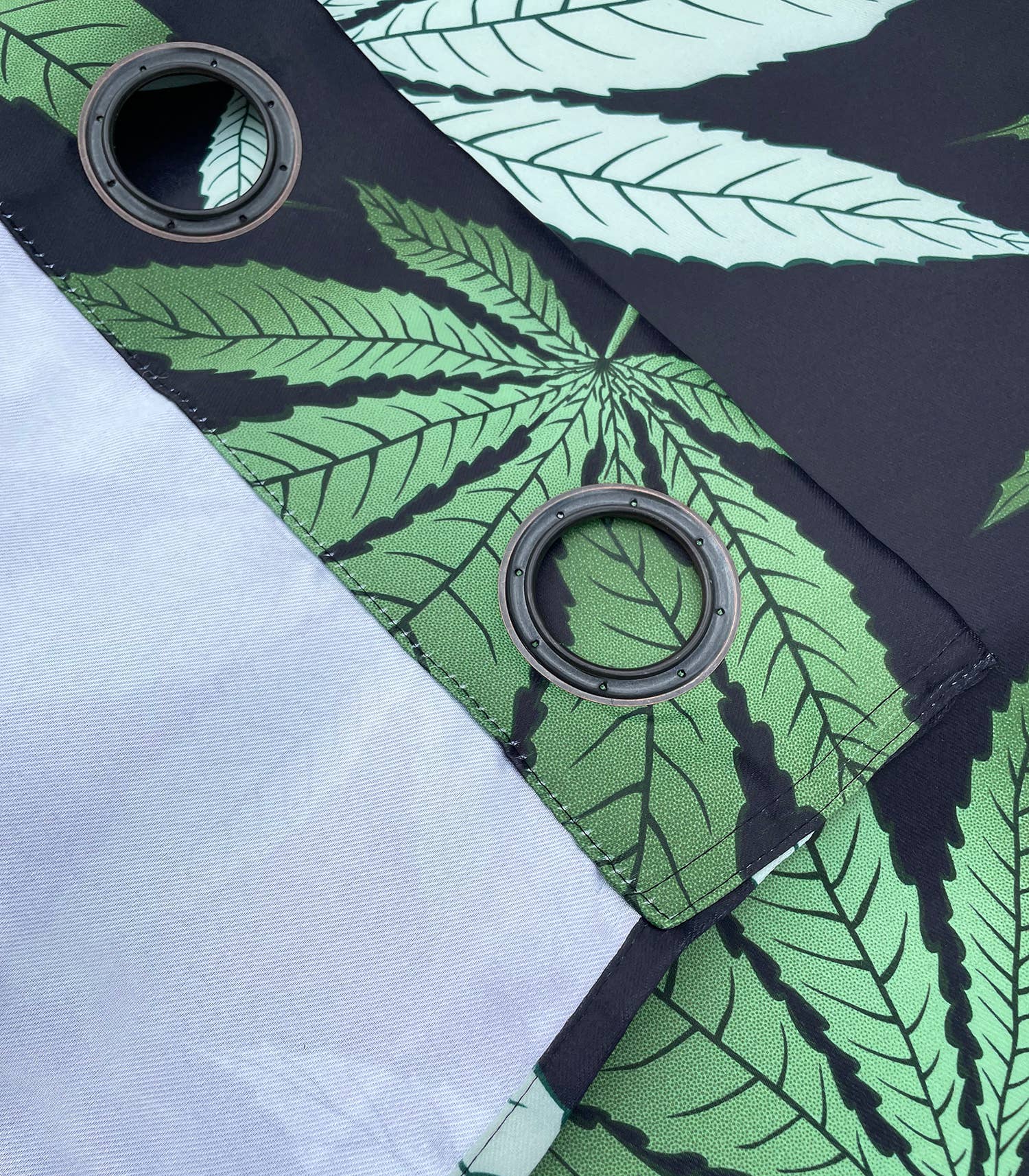 home mart goods – wholesale Curtain – Blackout Grommet Window Curtain Set Black Green Leaf7