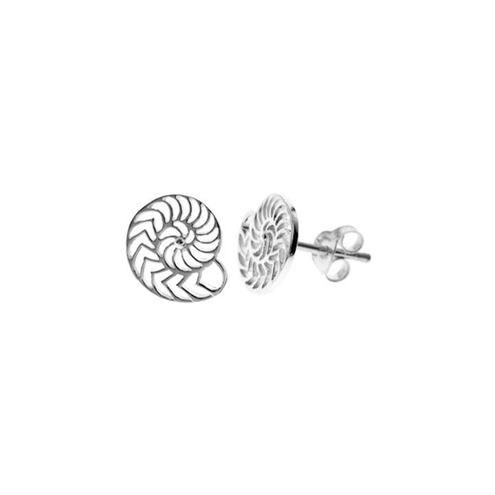 Kali Ma Designs - Sterling Silver Jewellery - Wholesale Stud/post earrings - Mila cut out detailed ammonite studs