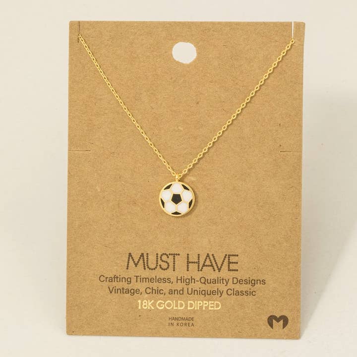Fame Accessories - Wholesale Pendant/charm necklace - Game Day Gold Dipped Epoxy Soccer Ball Pendant Necklace1