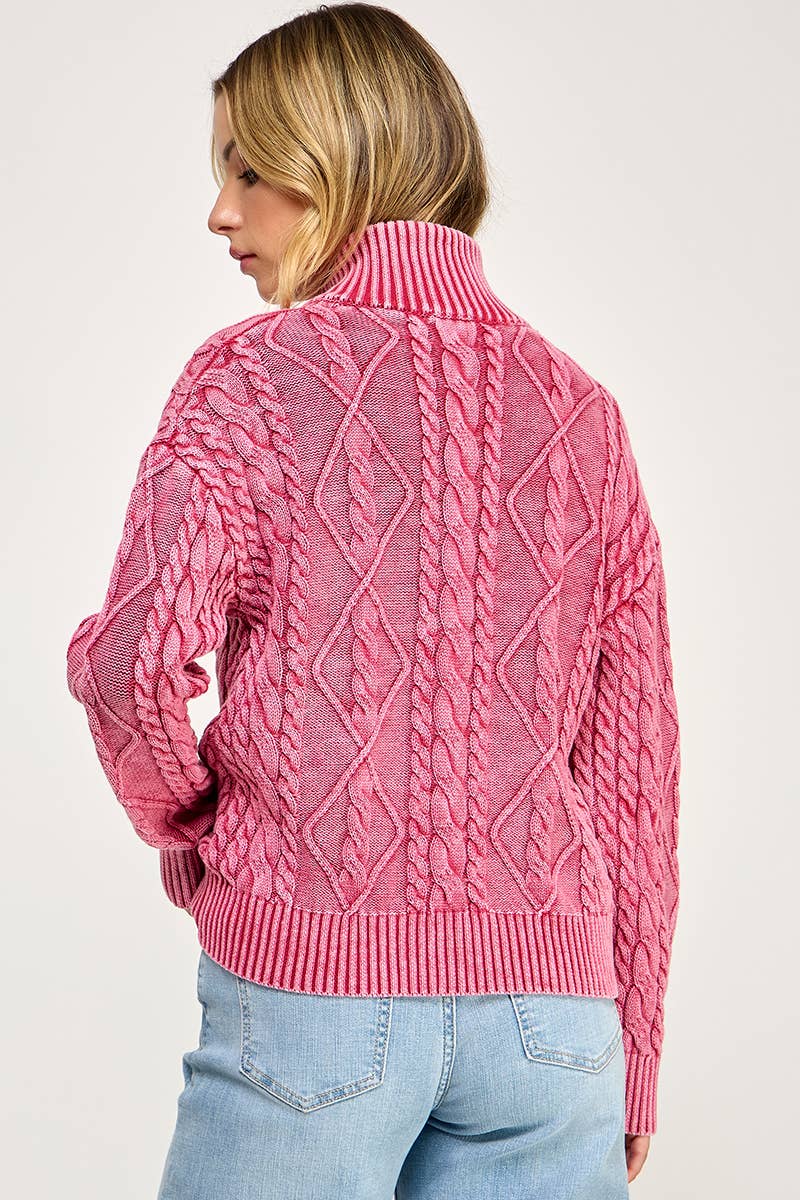 Promise LA - Wholesale Knit Sweater - Women's - Vintage vibe washed two way zip-up sweater8