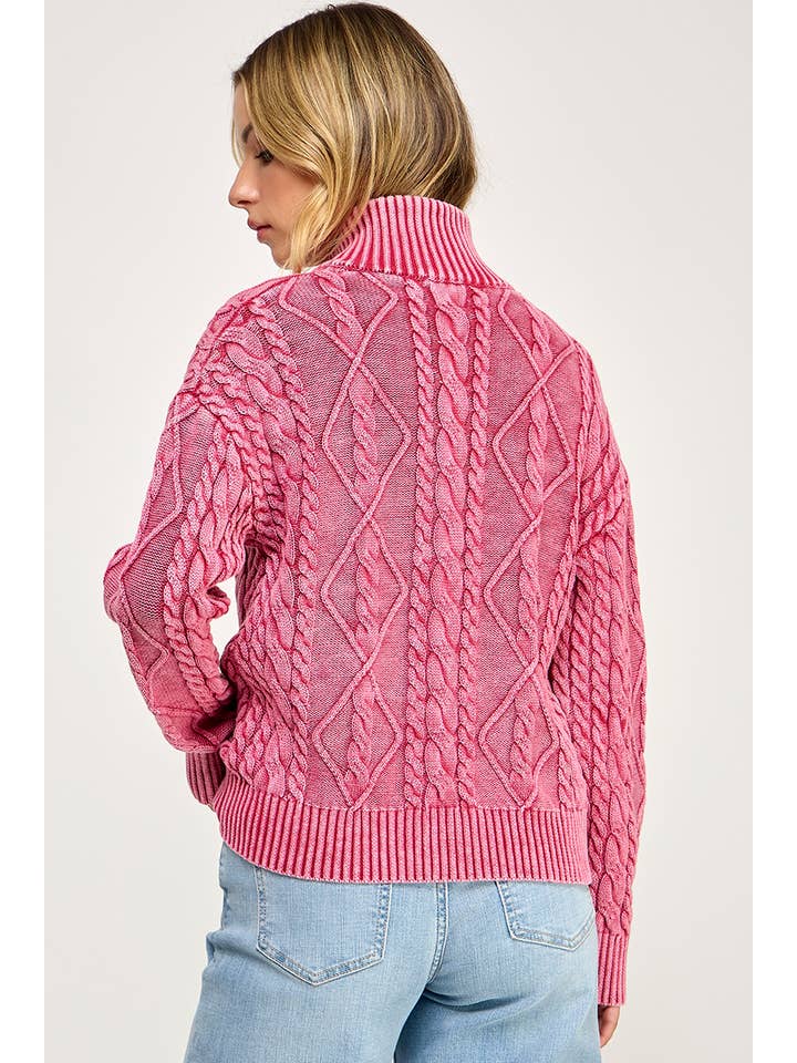 Promise LA - Wholesale Knit Sweater - Women's - Vintage vibe washed two way zip-up sweater8