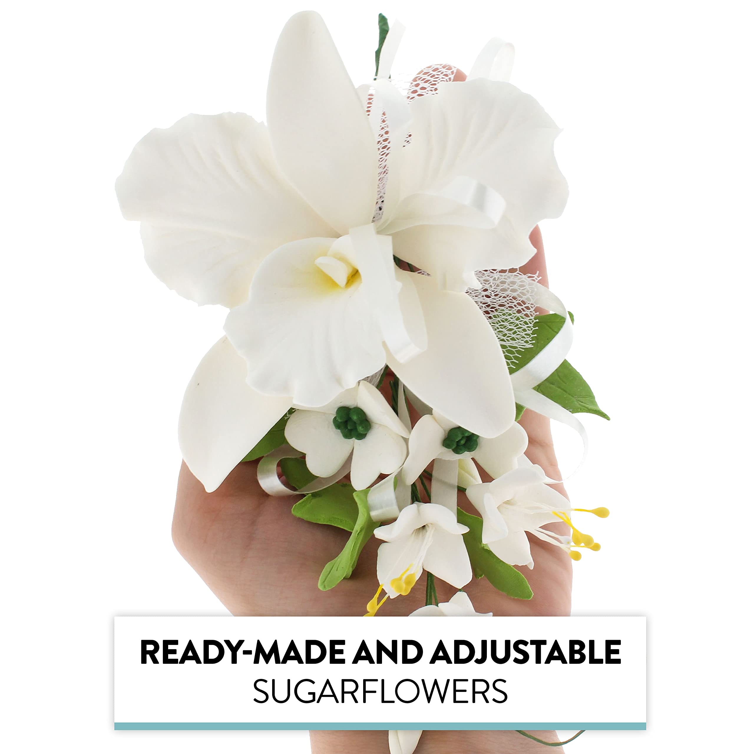 Global Sugar Art – wholesale Artificial flowers – Orchid Sugar Cake Flower Sprays, White Cattleya Orchid Spray, by Global Sugar Art2