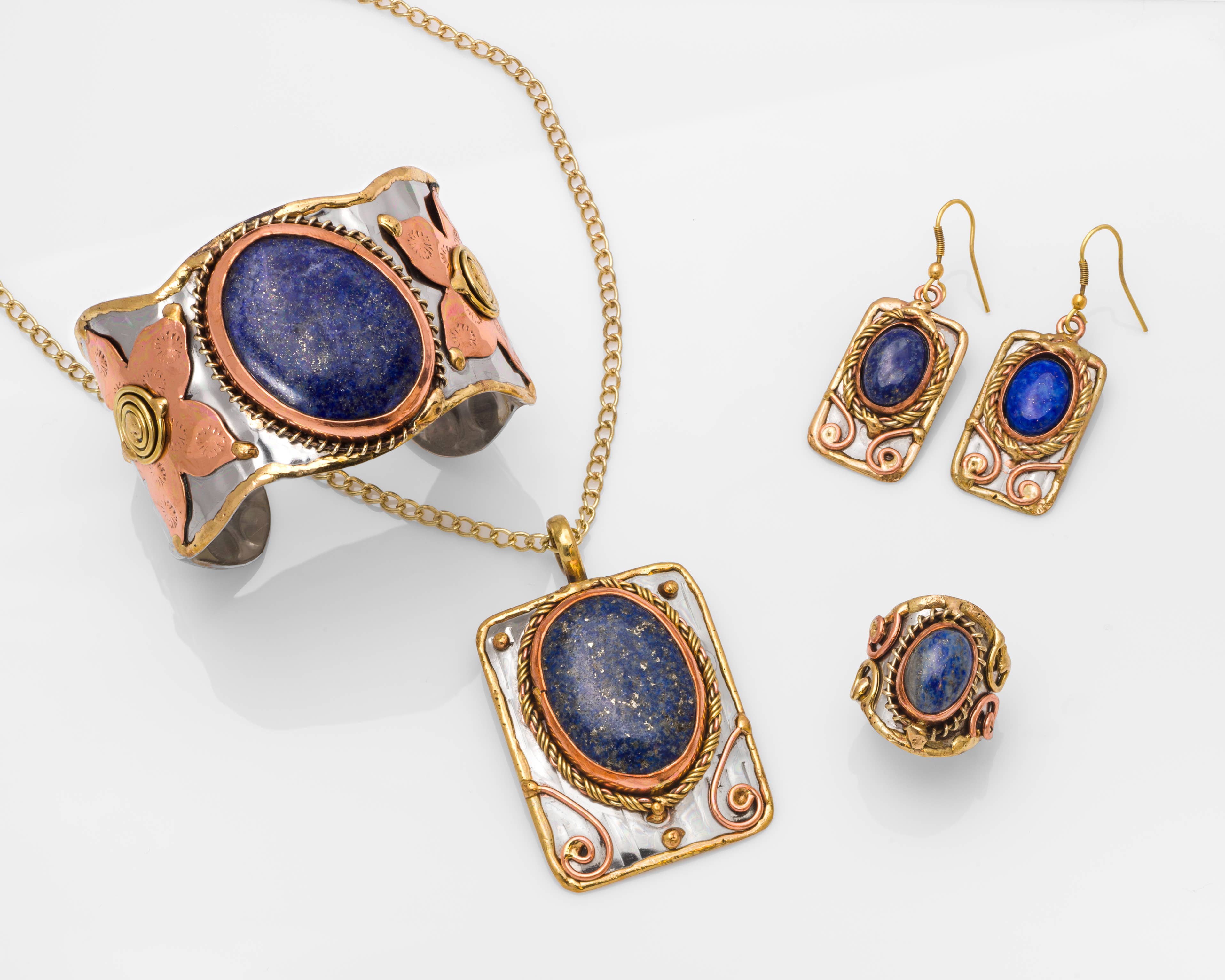 Anju Jewelry - Wholesale Pendant/Charm Necklace - Mixed Metal and Lapis Lazuli Stone Pendant2