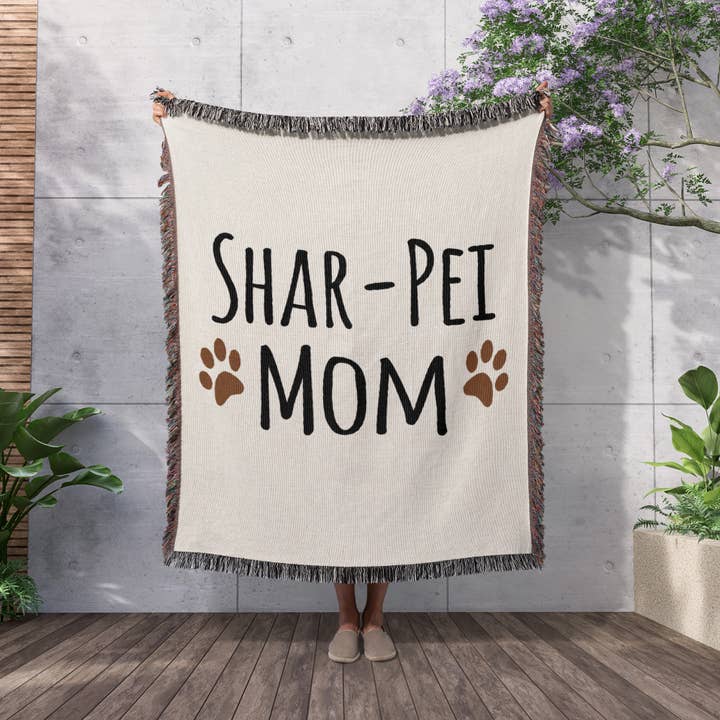 3dRose - Wholesale Throw Blanket - 3dRose, Chinese Shar-Pei Dog Mom - Doggie by breed - muddy brown paw prints - doggy lover - pet owner mama, Blanket2