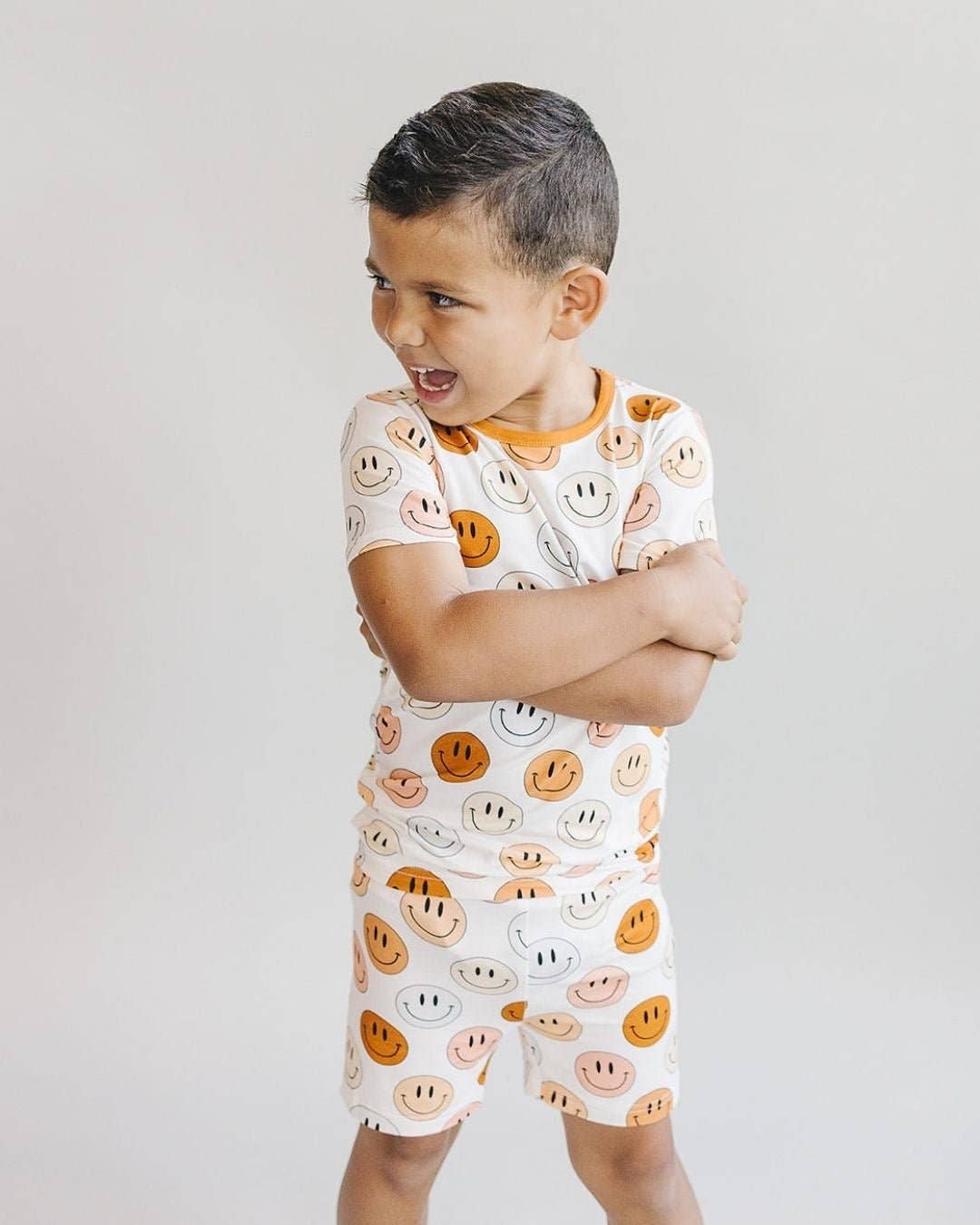 Lucky Panda Kids - Wholesale Sleepwear Set - Kids - Smiley Bamboo Kids Clothing Two Piece Shorts Set | Copper3