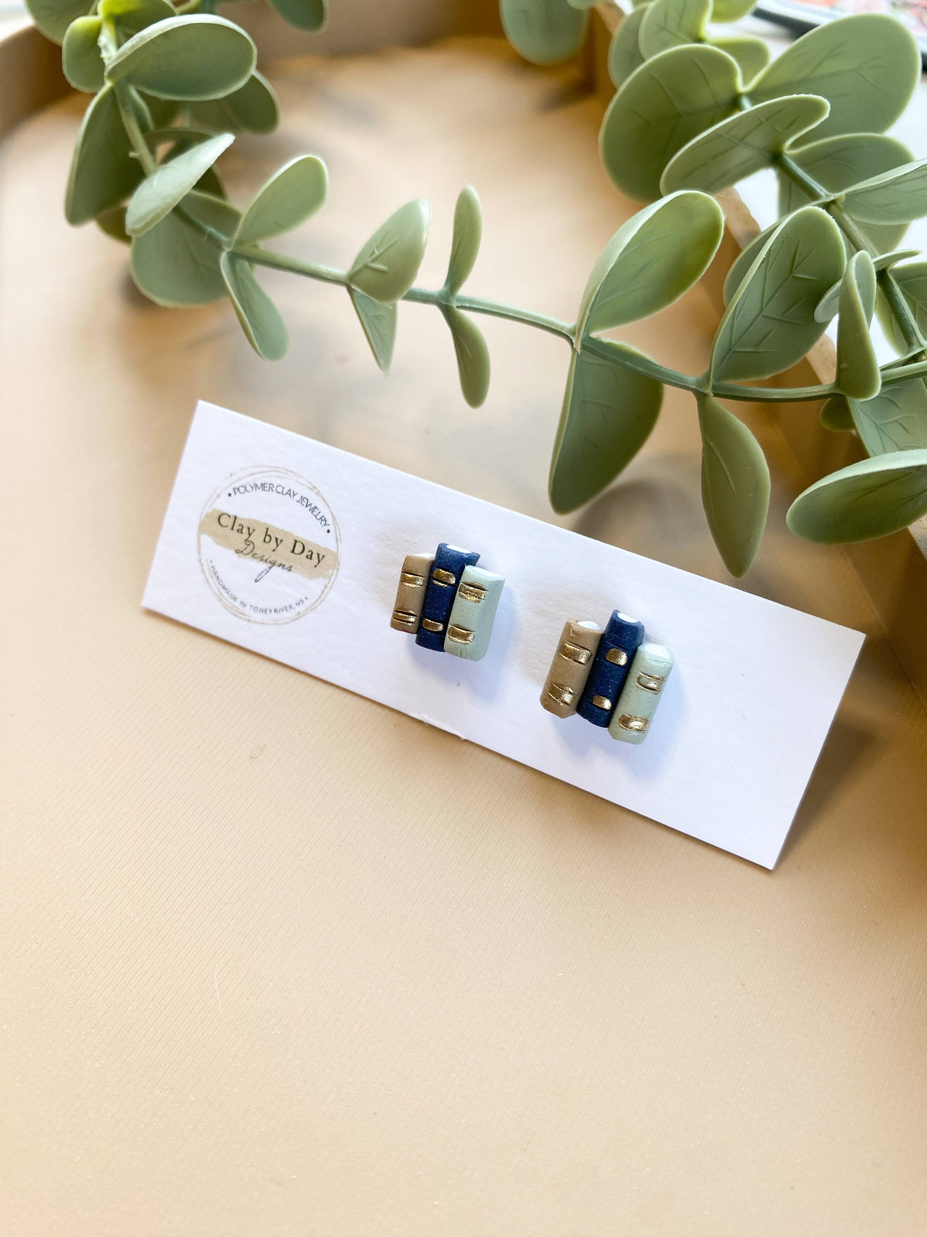 Clay by Day Designs - Wholesale Stud/Post Earrings - Book Library Stud Earrings  - reading, bookish3