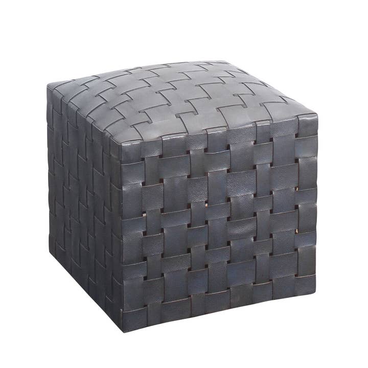 Peninsula Home Collection - Wholesale Ottoman - Woven Leather Ottoman Soho, Blue