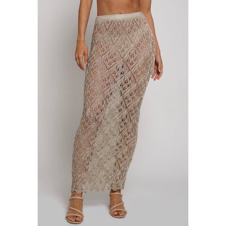 Sans Souci - Wholesale Skirt - Women's - METALLIC KNIT MAXI SKIRT