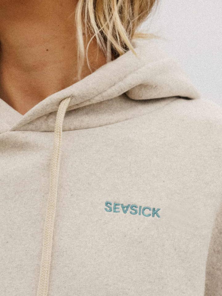SEASICK - Wholesale Hoodie - Unisex - OCEAN PEOPLE - ORGANIC COTTON BEIGE UNISEX SURF HOODIE4
