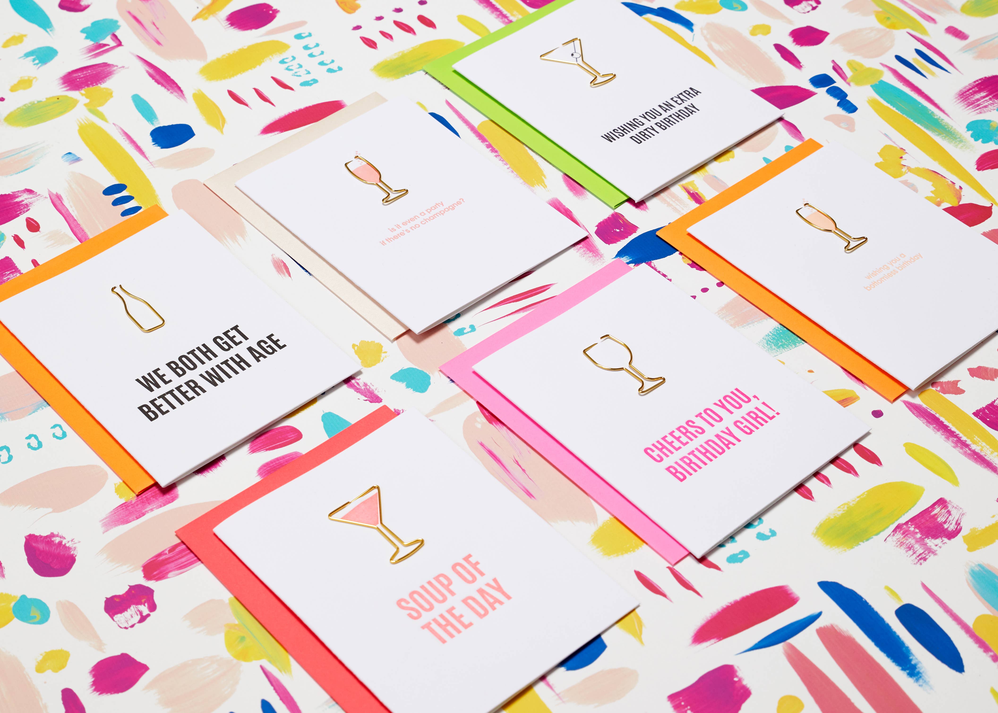 Chez Gagné - Wholesale Birthday Card - Cheers To You Birthday Girl - Wine Glass Paperclip Card5