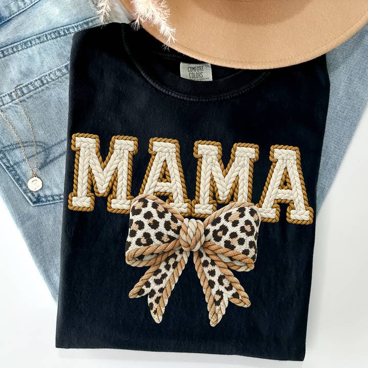 Leopard Bow Mama 🖤 – Maglietta Comfort Colors per la vendita all'ingrosso da parte di Southern Heritage Outfitters