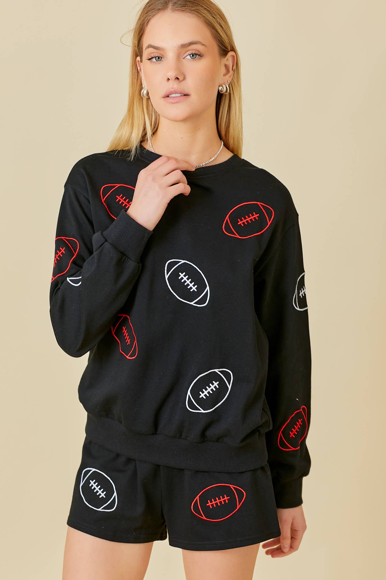 BLACK Game Day Football EMB Sweatshirt for wholesale on Faire5