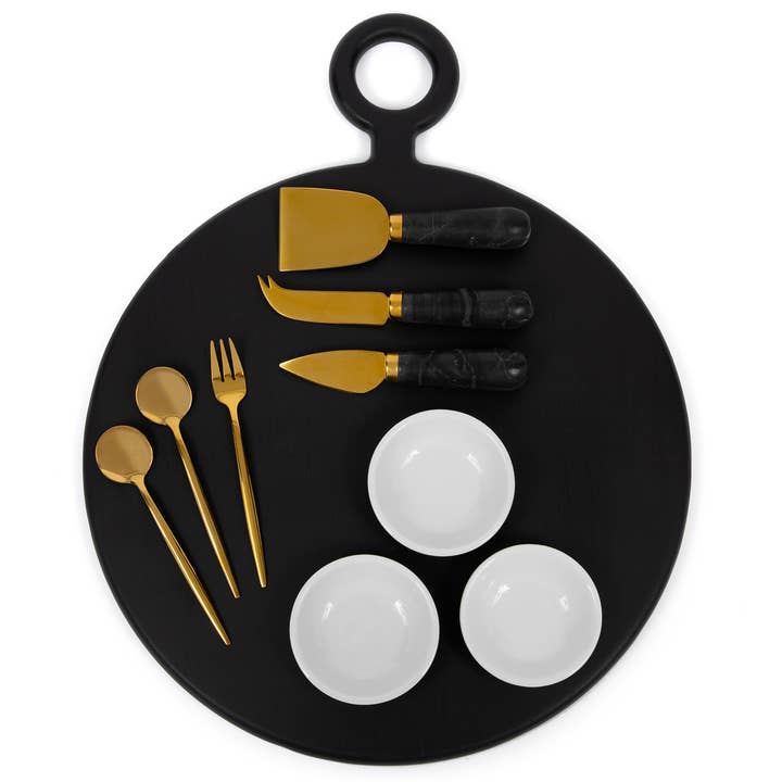 HOST AT HOME by The Bamboo Abode - Wholesale Cheese Board - 10 Piece Black Charcuterie Board Gift Set