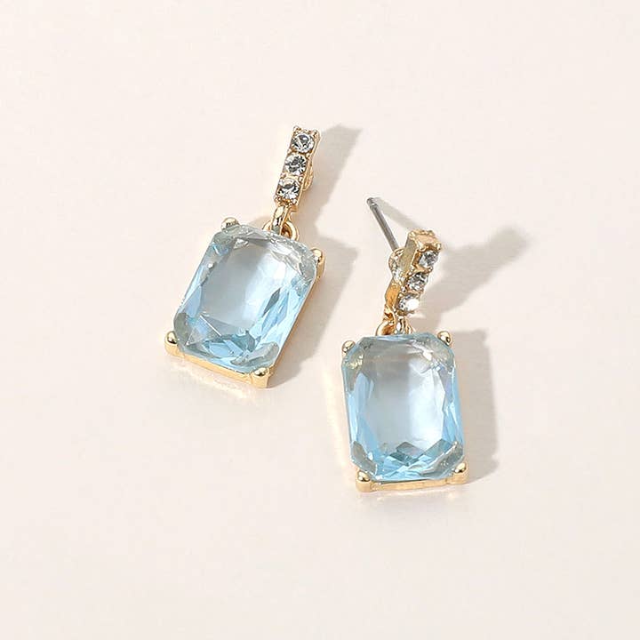 Sensibling Corp. - Wholesale Dangle Earrings - Rectangle Stone Cluster Dangle Earrings