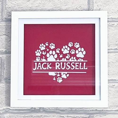 JACK RUSSELL Shadow Box Paws & Heart - Dog Breed Frame Gift for wholesale by Herts Flowers