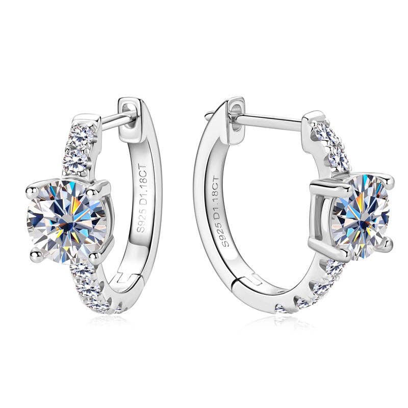 Perimade & Co. LLC - Wholesale Hoop Earrings - Moissanite Latch Back Huggie Earrings in 925 Sterling Silver3