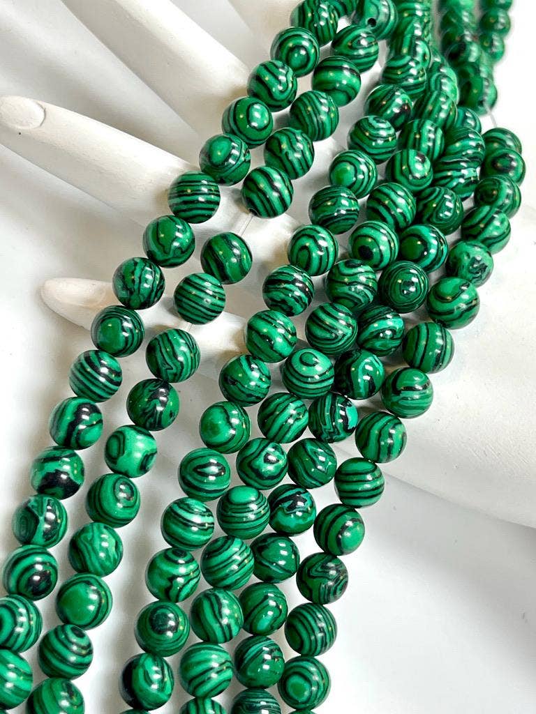 TRIVENI USA INC - Wholesale Beads - Malachite Gemstone Round Beads Strand 6mm 8mm 3